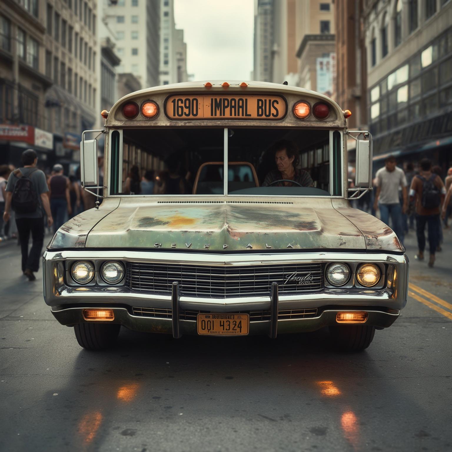 AI Image Generated by Luma Photon: Chevrolet Impala 1969 city bus version