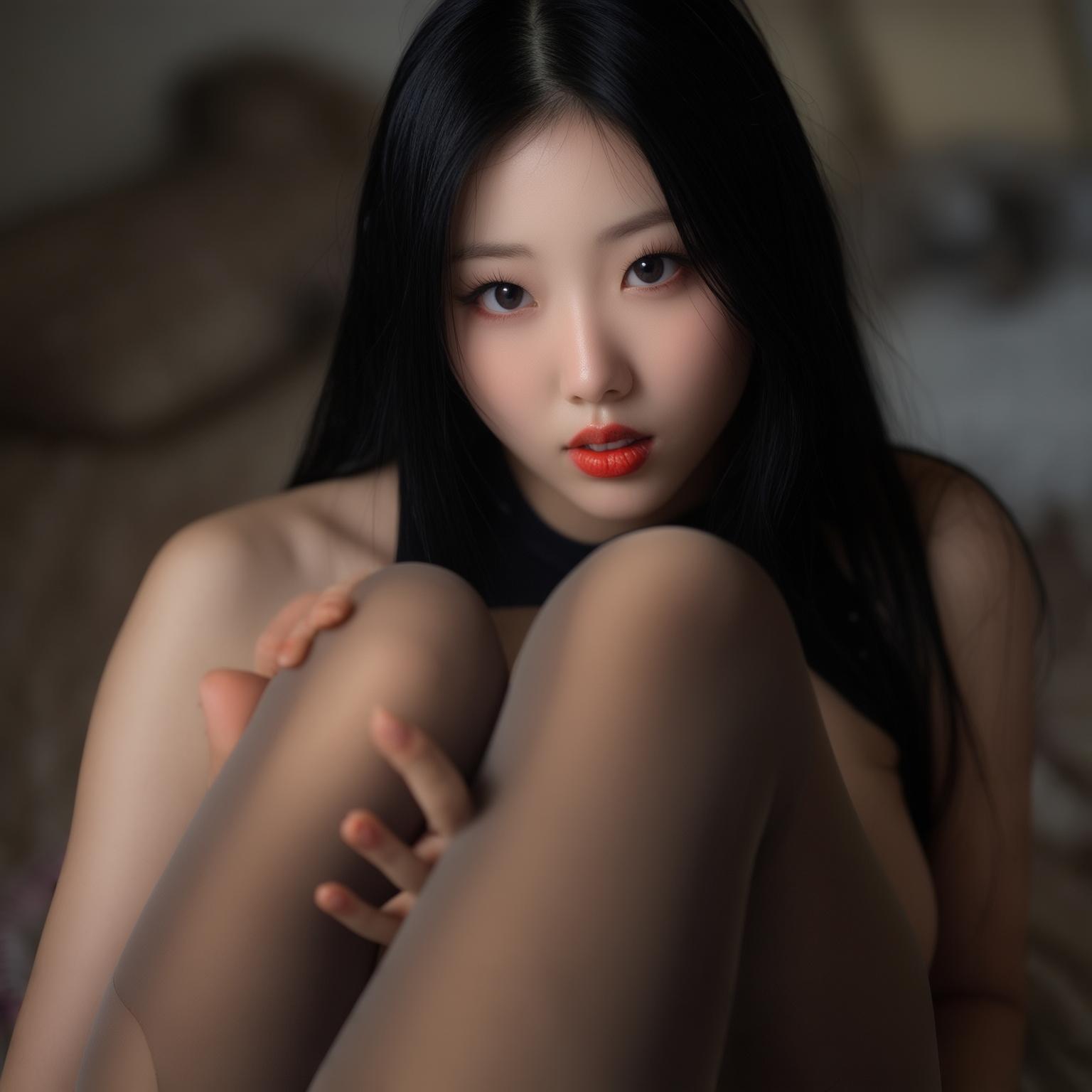 AI Image Generated by Luma Photon: create a hot  young Asian women wearing panty hose and camel toe is showing 