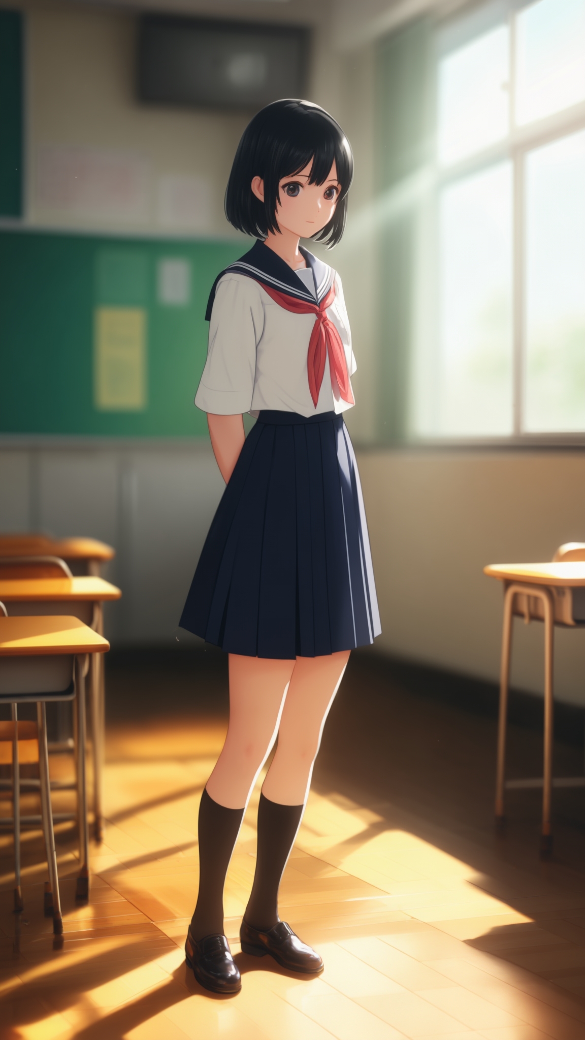 AI Image Generated by Luma Photon: a japanese girl in school uniform with mini skirts