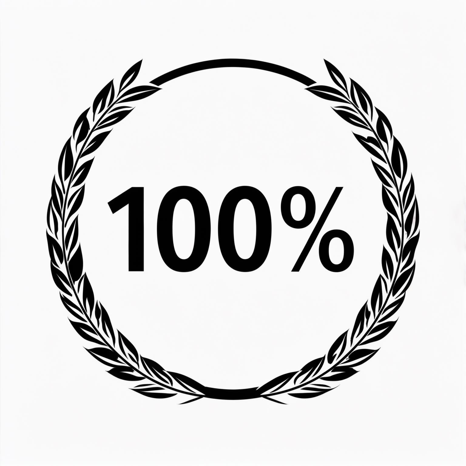 AI Image Generated by Luma Photon: Create a simple black and white icon depicting 100% satisfaction garanteed ot should only include 100% and no other words