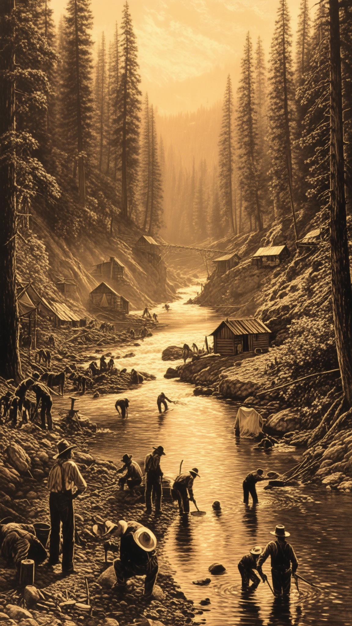 AI Image Generated by Luma Photon: Historical footage of California during the gold rush.