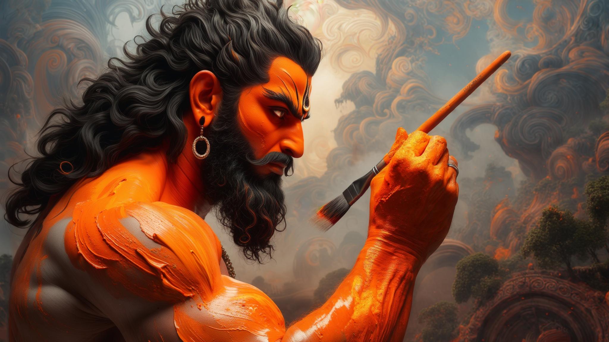 AI Image Generated by Luma Photon: Hindu god hanuman applying orange color all over his body + intense + Colorful Fantasy Design Inspired + Hyper-realistic +
Cinematic Image Quality + Fine detail + Epic lighting effects + 4K Cinema Look + -style raw —stylize 250