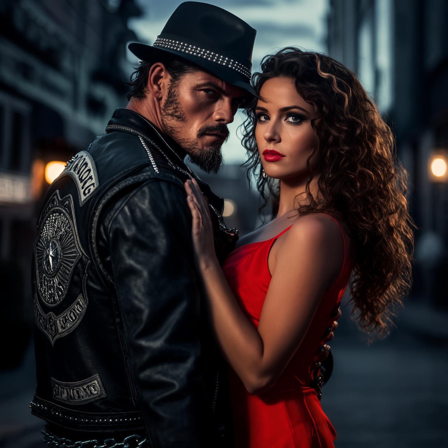 AI Image Generated by Luma Photon: latin king gang member with his girlfriend

