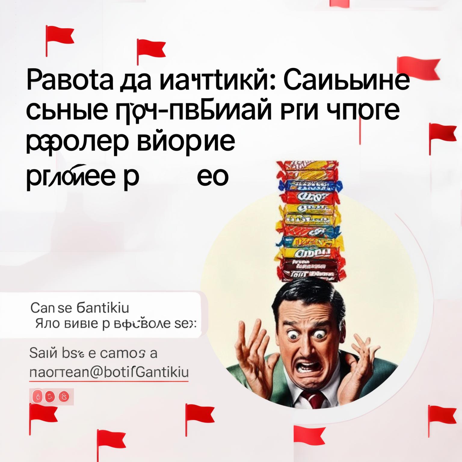 AI Image Generated by Luma Photon: Создай карточку к посту на тему "Работа за фантики: самые явные рэд-флаги при выборе рабочего места".  Можно использовать мемы и отсылки к массовой и классической культуре