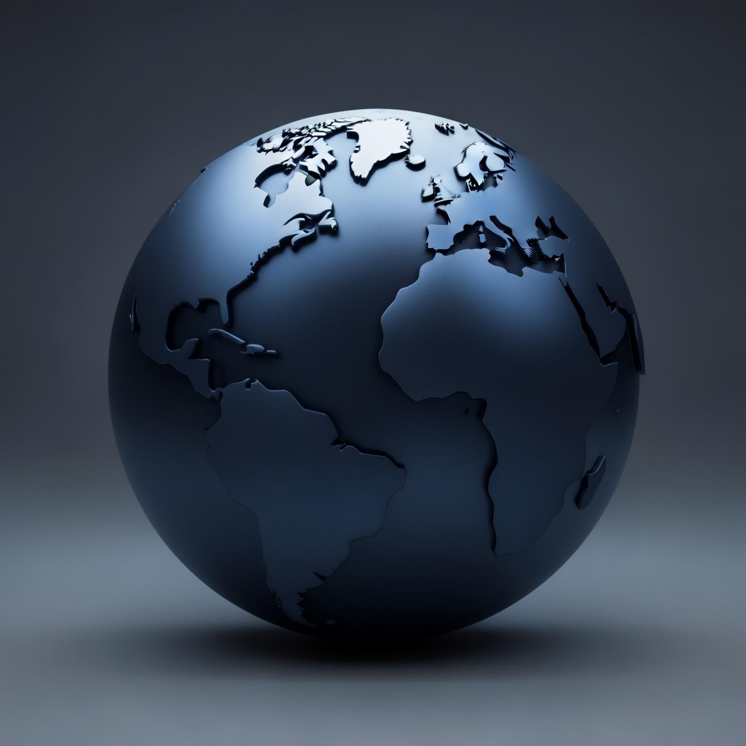 AI Image Generated by Luma Photon: 3d icon of web as a flat globe made of blue material, render, studio light